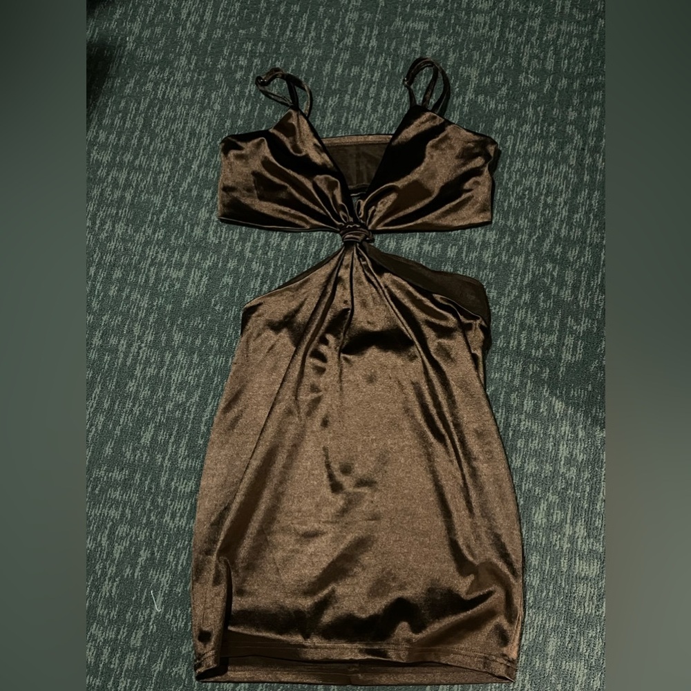 Light brown cut out mini dress